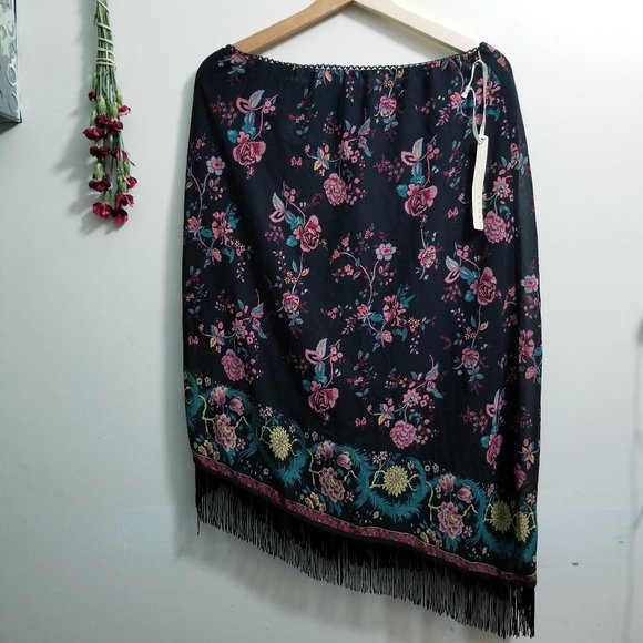 NWT Kenar Tasseled Floral Fringe skirt size Large - Picture 1 of 2